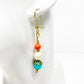 handmade orange white blue beaded EARRINGS jewelry NEW vintage beads