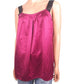 Ann Taylor LOFT burgundy silky TOP blouse M medium black grosgrain ribbon straps