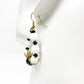 handmade black & white gold loop beaded EARRINGS jewelry NEW vintage beads