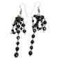 handmade 3.5" long dangling black beaded EARRINGS jewelry NEW vintage beads