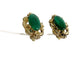 vintage ornate gold Malachite & faux pearl clip-on EARRINGS costume jewelry