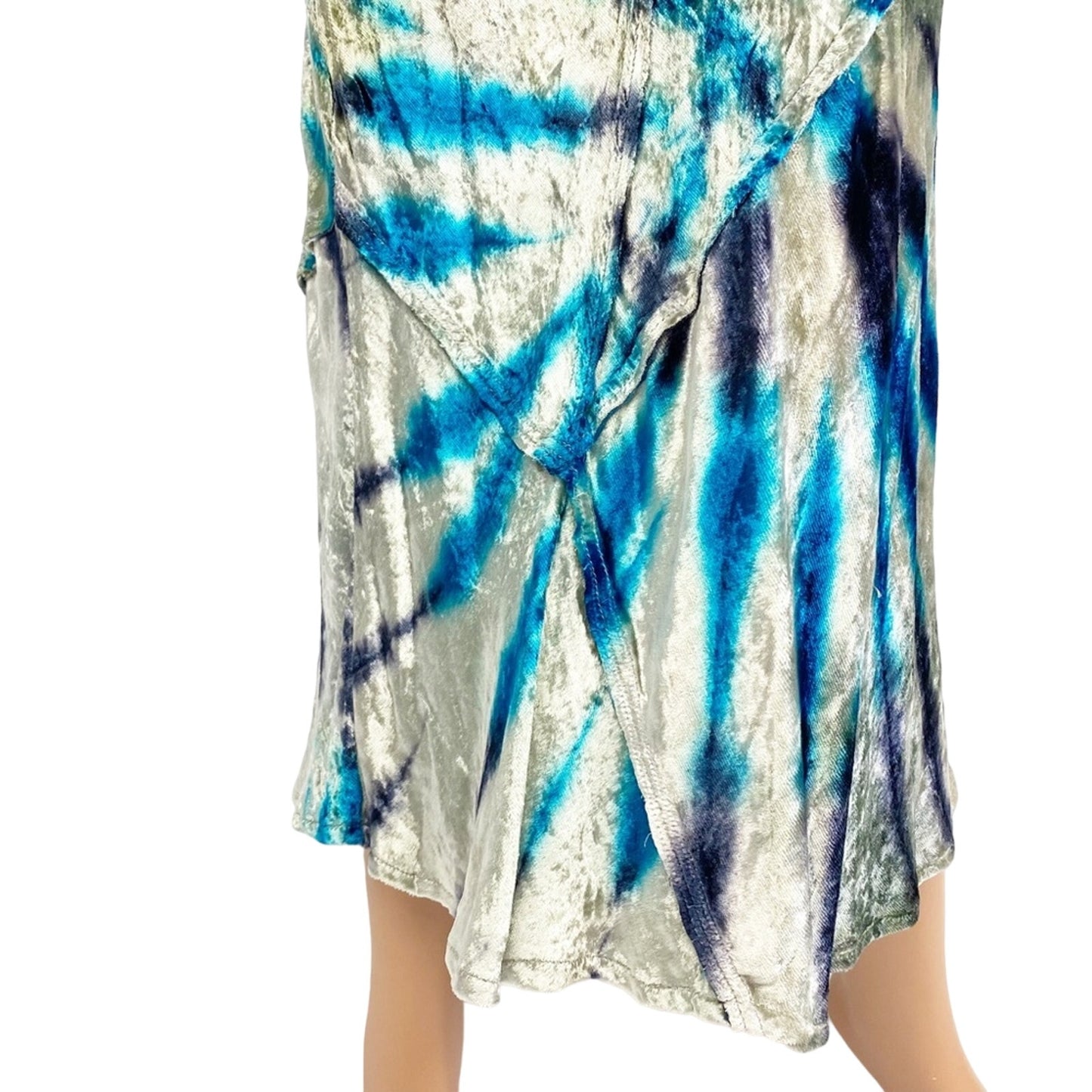 Free People blue gray Bali Serious Swagger tie dye velvet SKIRT new $128 size XS