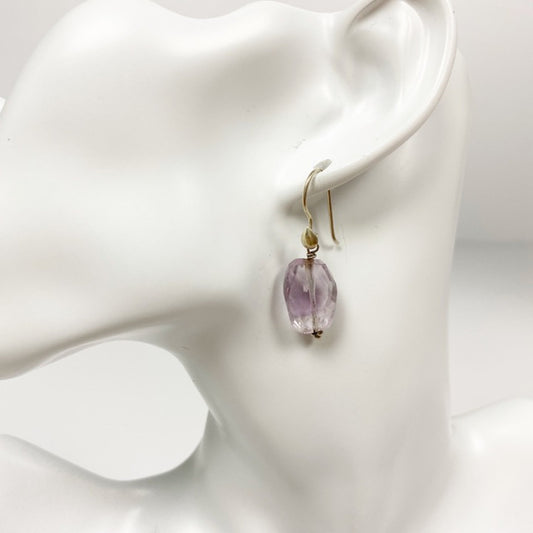 1.5" long dangling pale purple lavender stone EARRINGS fashion jewelry