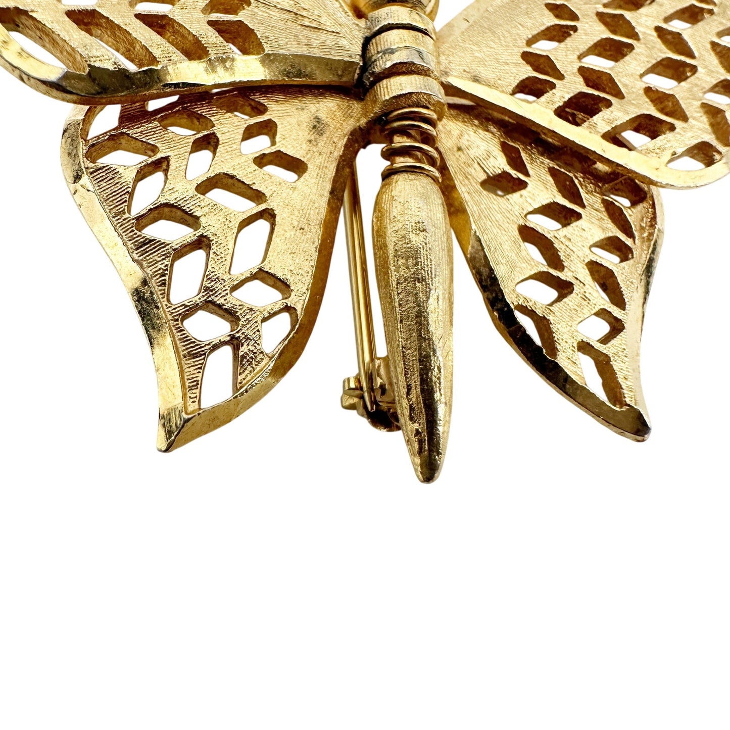 vintage gold tone metal butterfly BROOCH moveable wings jewelry pin