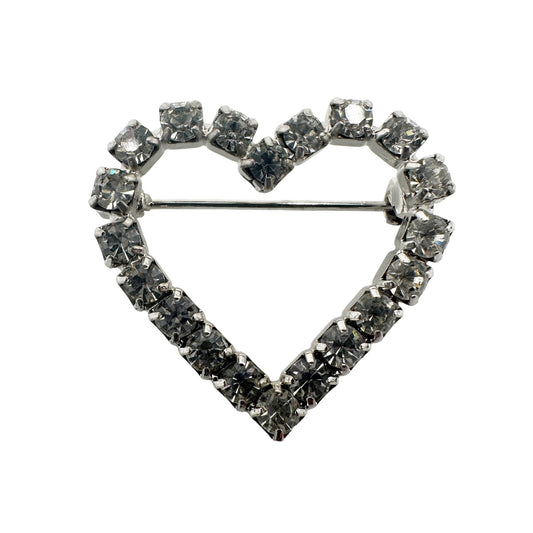 vintage heart-shaped rhinestone BROOCH jewelry pin