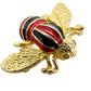 vintage red black gold FLY insect BROOCH jewelry pin