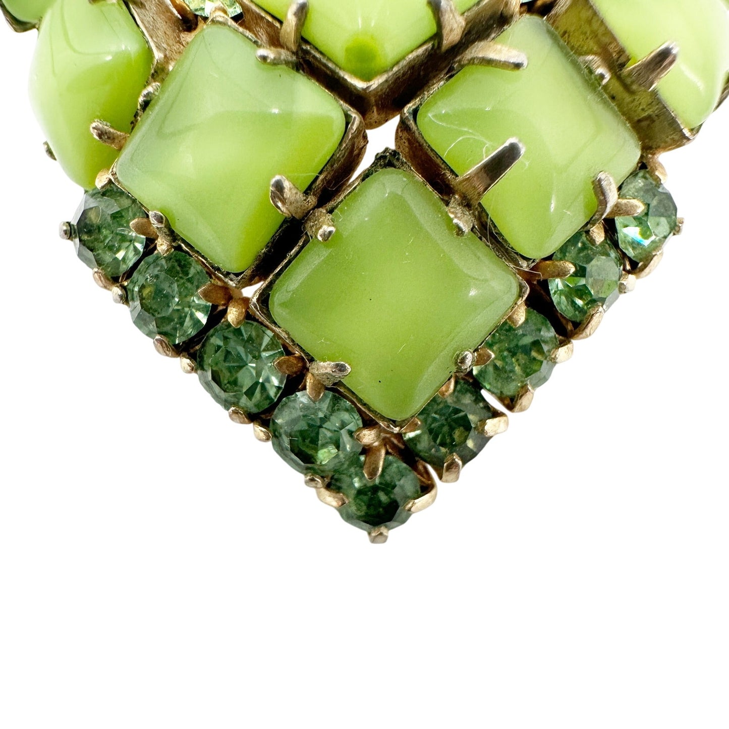 vintage green stones & rhinestones BROOCH jewelry pin