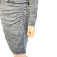 women's ATHLETA gray striped knit DRESS long sleeves ruched skirt XS extra small