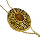 vintage 21" gold locket pendant NECKLACE amber cameo all seeing eye jewelry