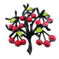 vintage black red green cherry tree BROOCH fruit jewelry pin