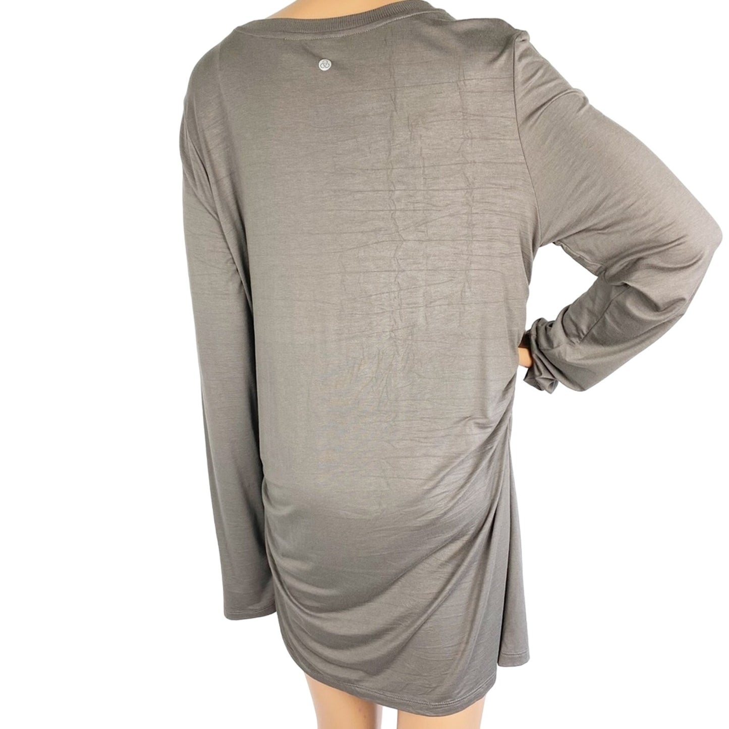 Zella gray All Day Long Sleeve Ruched Tunic Top blouse women's L large new $49