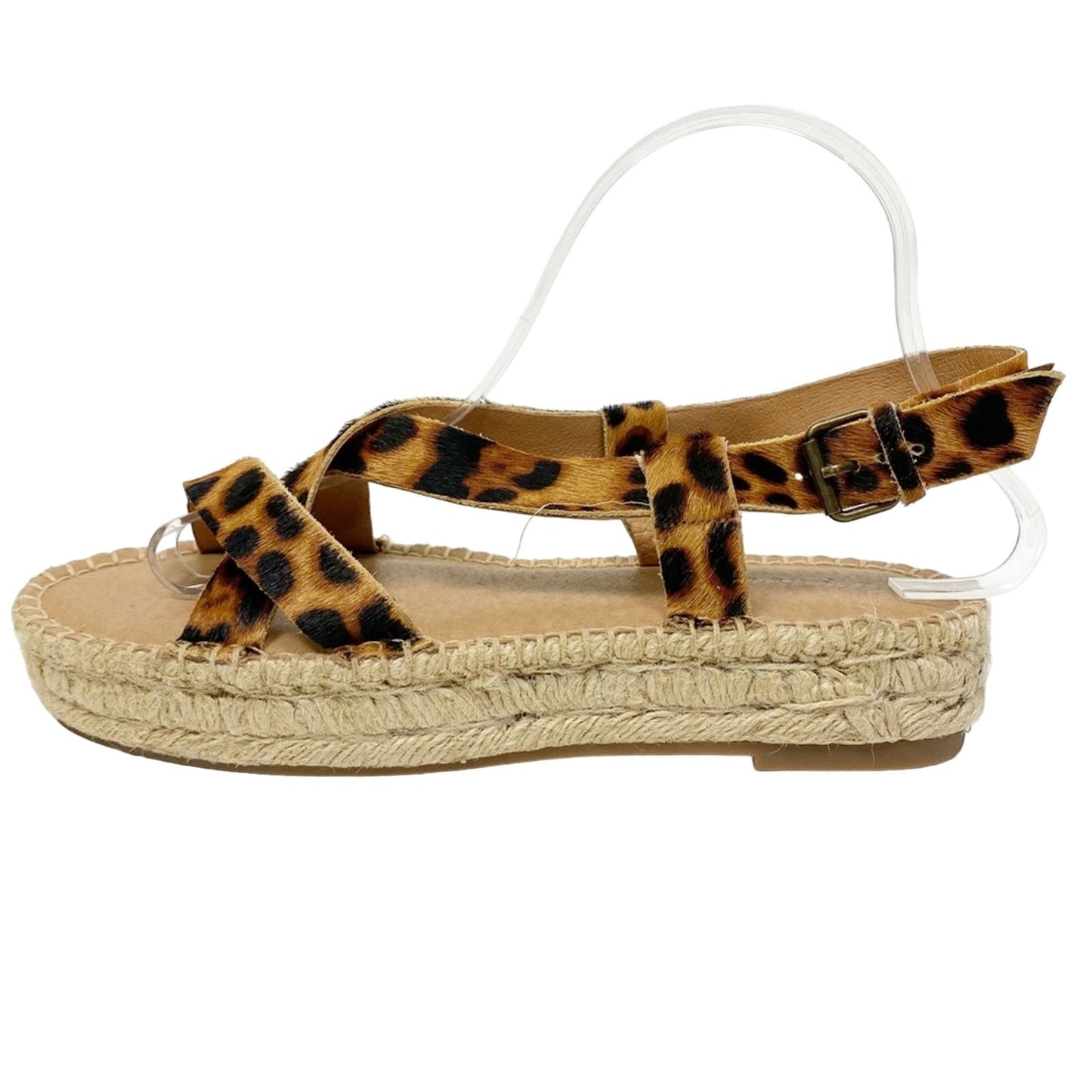 MADEWELL leopard Asymmetrical Espadrille calf hair Sandals shoes 8.5 M new $138