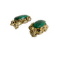 vintage ornate gold Malachite & faux pearl clip-on EARRINGS costume jewelry