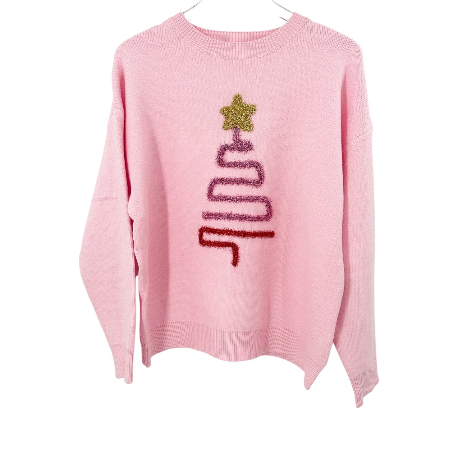 pink tinsel Christmas tree sweater | S, M, L