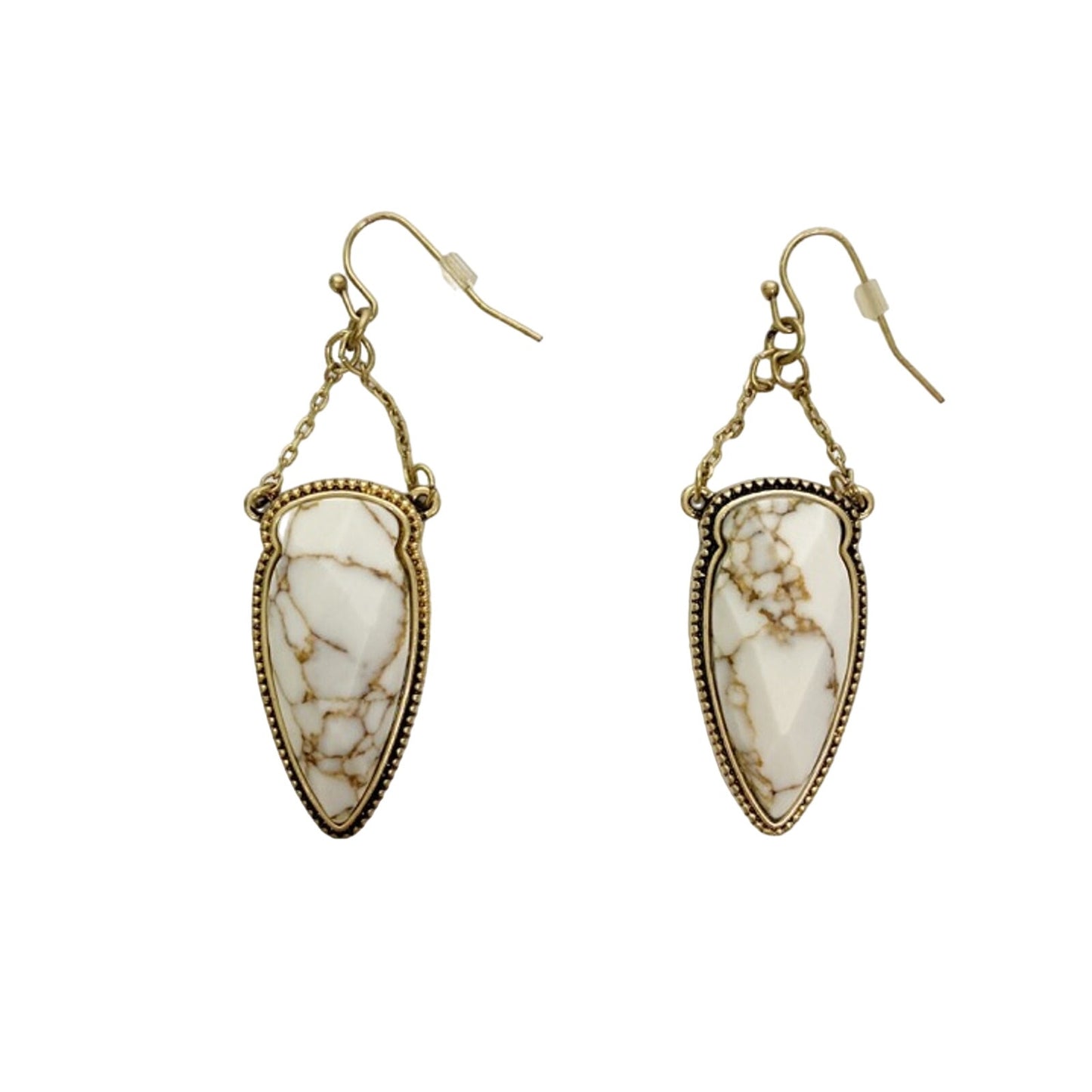 brown & gold tone marble-like drop dangle EARRINGS fashion jewelry