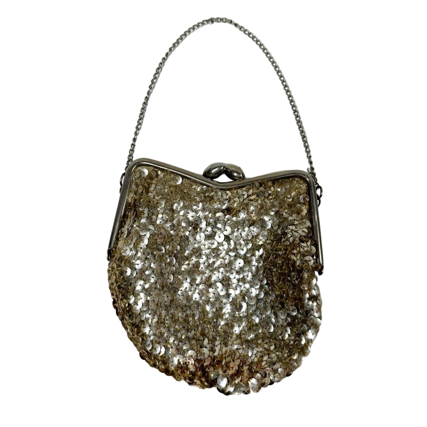 vintage silver sequins small evening Chain Bag handbag pouch purse