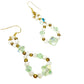 handmade green white crystal gold beaded loop EARRINGS jewelry NEW vintage beads