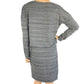 women's ATHLETA gray striped knit DRESS long sleeves ruched skirt XS extra small