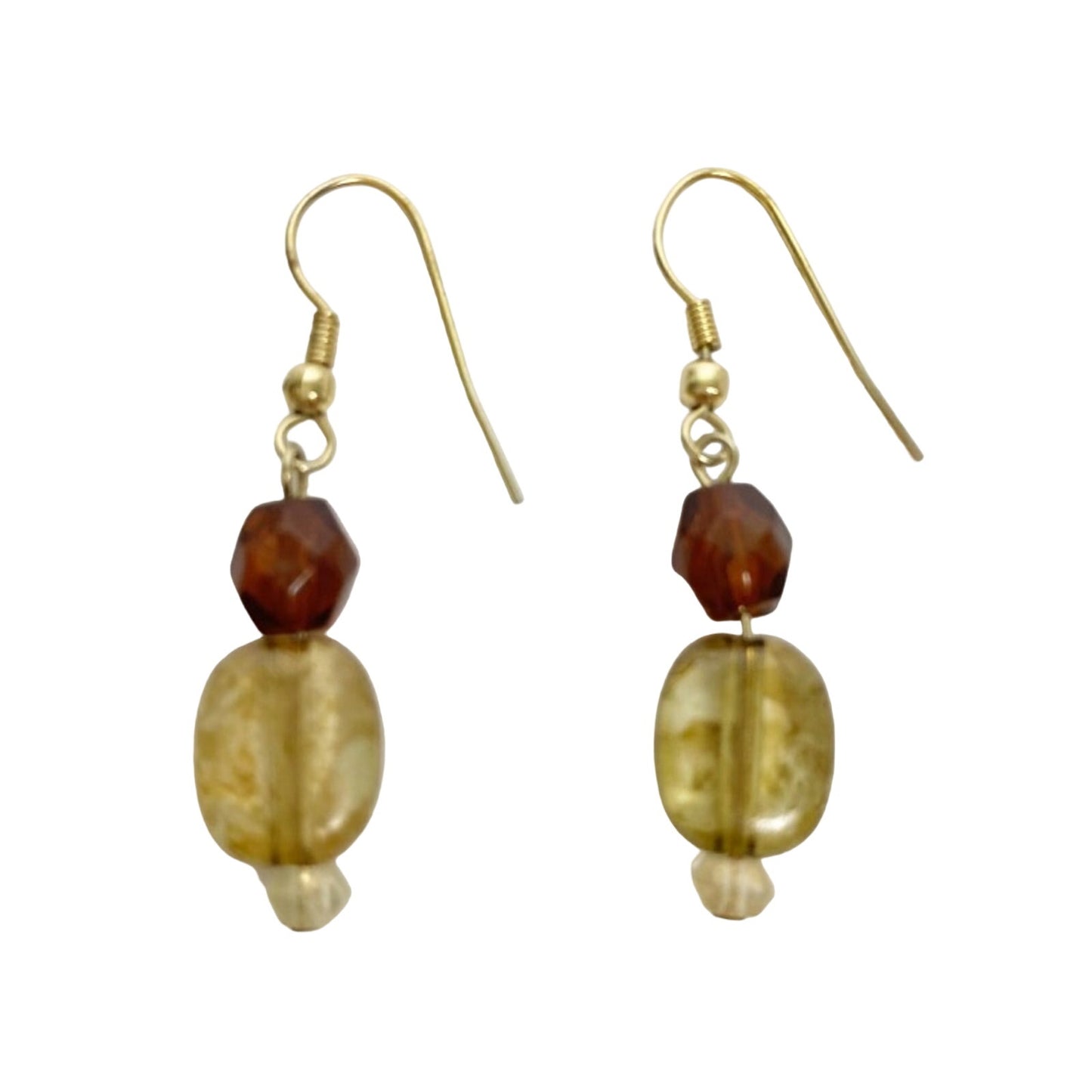 dark & light brown beaded dangle EARRINGS fashion jewelry