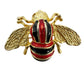 vintage red black gold FLY insect BROOCH jewelry pin