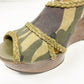 Gianni Bini camouflage camo wedge sandal SHOES size 7 canvas & leather upper