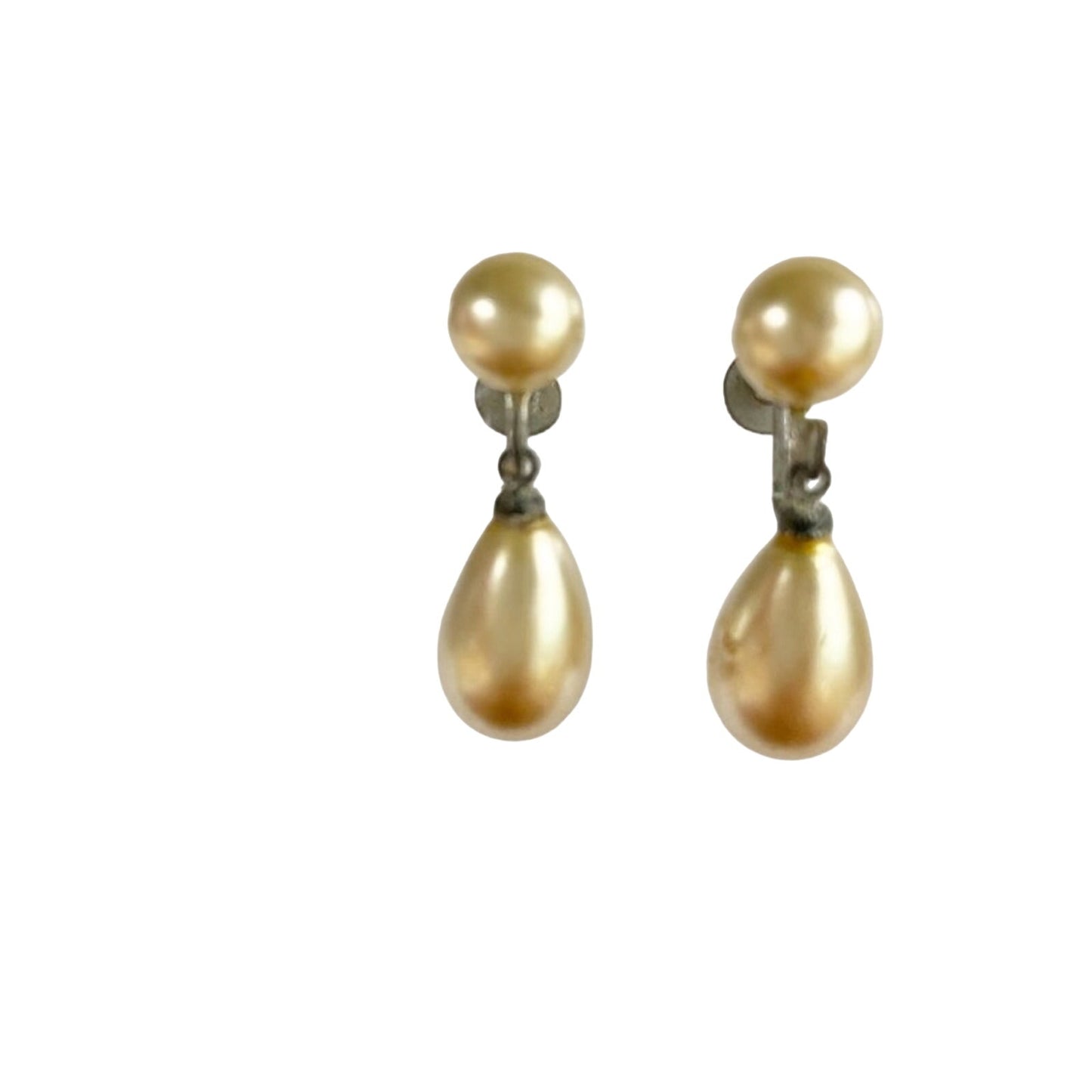 vintage faux pearl drop screw back clip-on EARRINGS costume jewelry