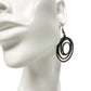 turquoise & brown round swirl metal EARRINGS boho jewelry