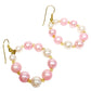 handmade pearlescent pink pearl loop beaded EARRINGS jewelry NEW vintage beads