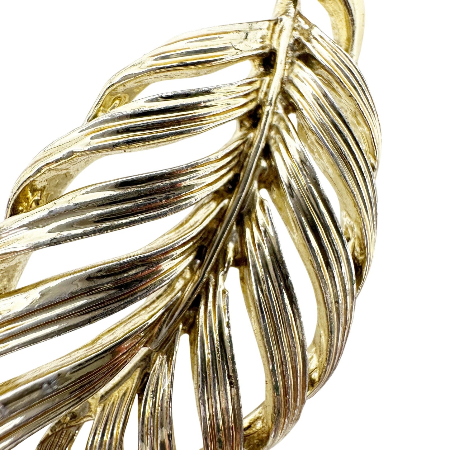 vintage gold feather BROOCH jewelry pin