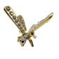 vintage gold & rhinestones dragonfly BROOCH jewelry pin wings move on springs