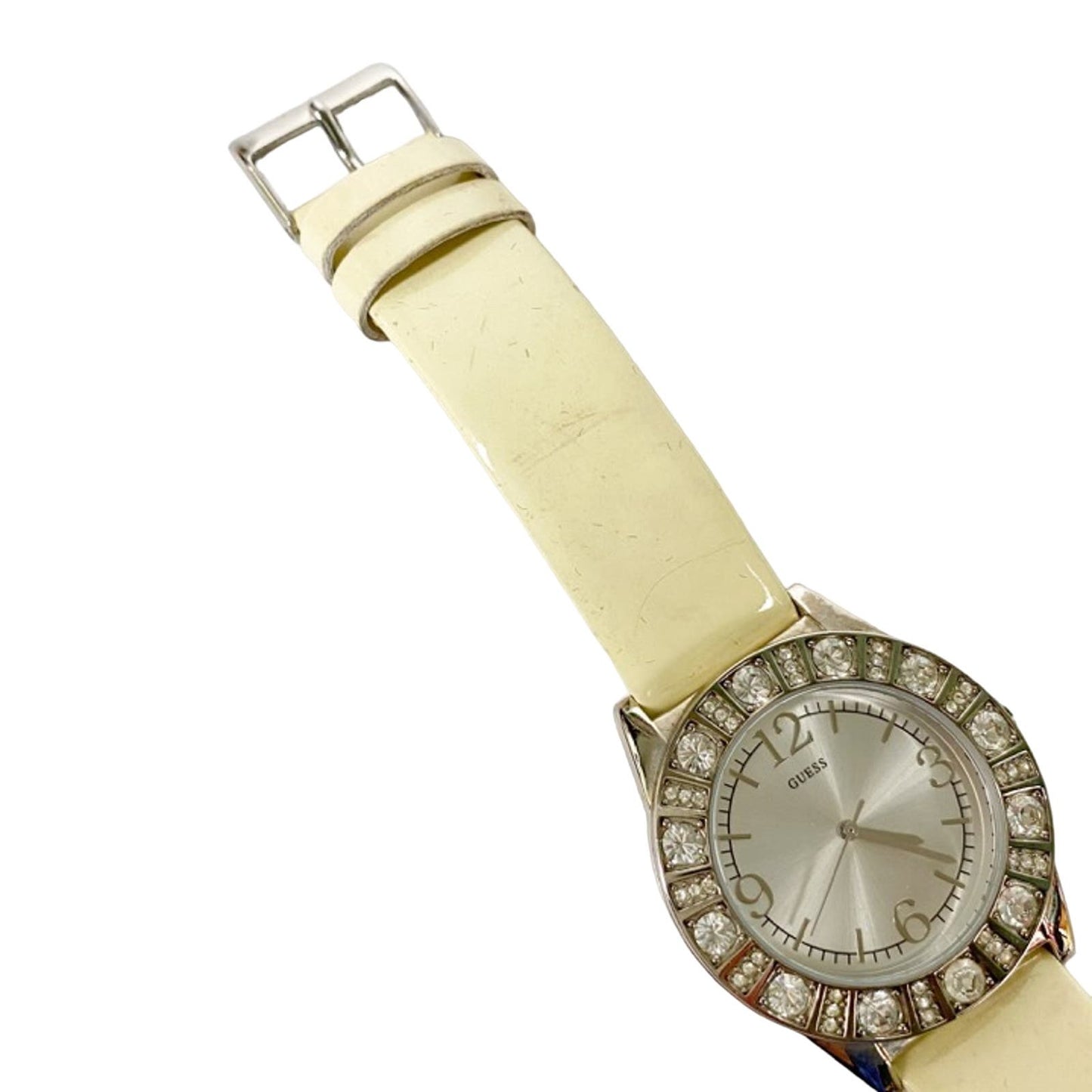 ladies GUESS off-white ivory cream band analog WATCH rhinestones G76037L