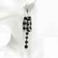 handmade 3.5" long dangling black beaded EARRINGS jewelry NEW vintage beads