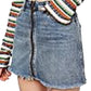 We The Free People blue denim Zip It Up mini short SKIRT size 28 new $60