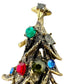 vintage Hollycraft gold & rhinestones Christmas Tree BROOCH holidays jewelry pin