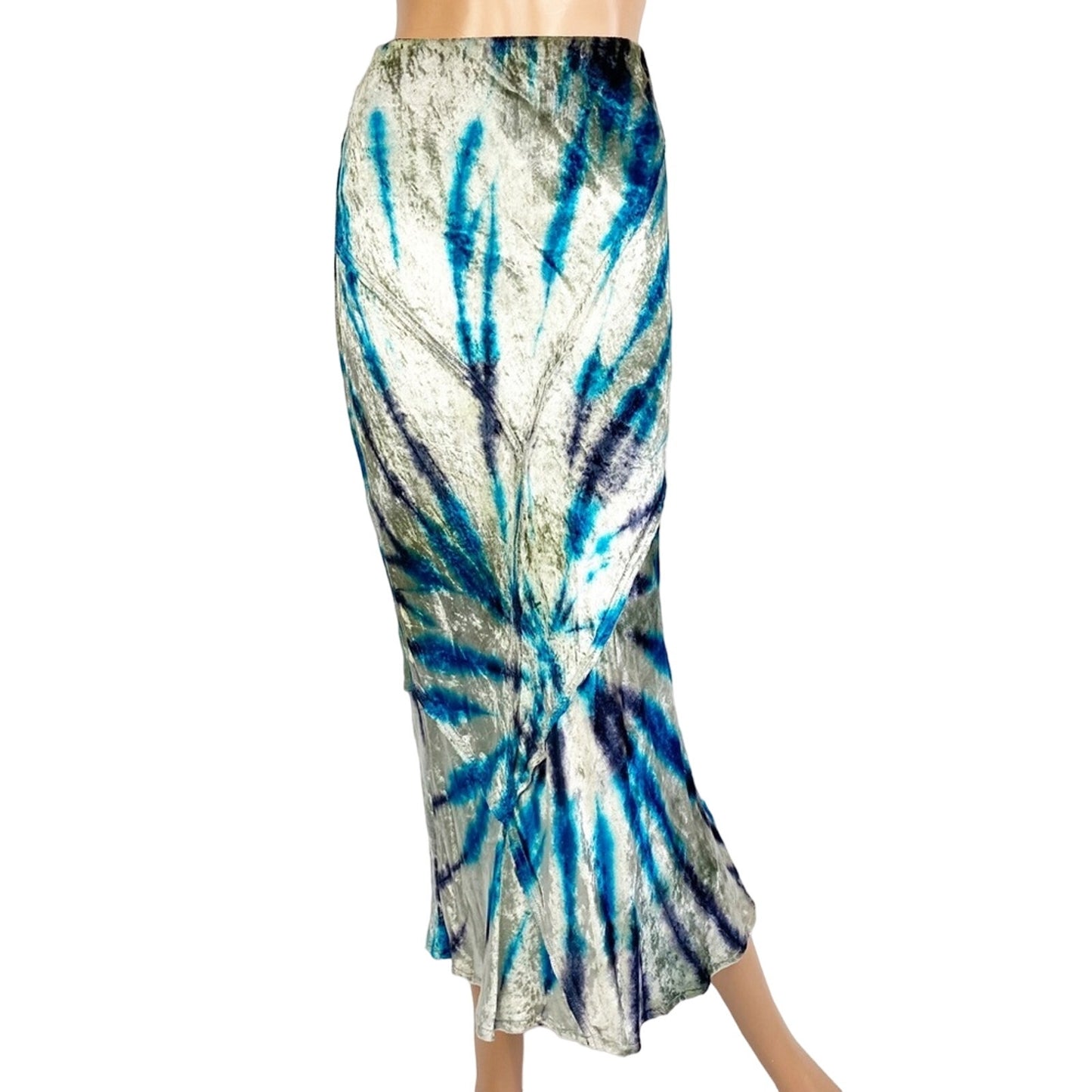 Free People blue gray Bali Serious Swagger tie dye velvet SKIRT new $128 size XS