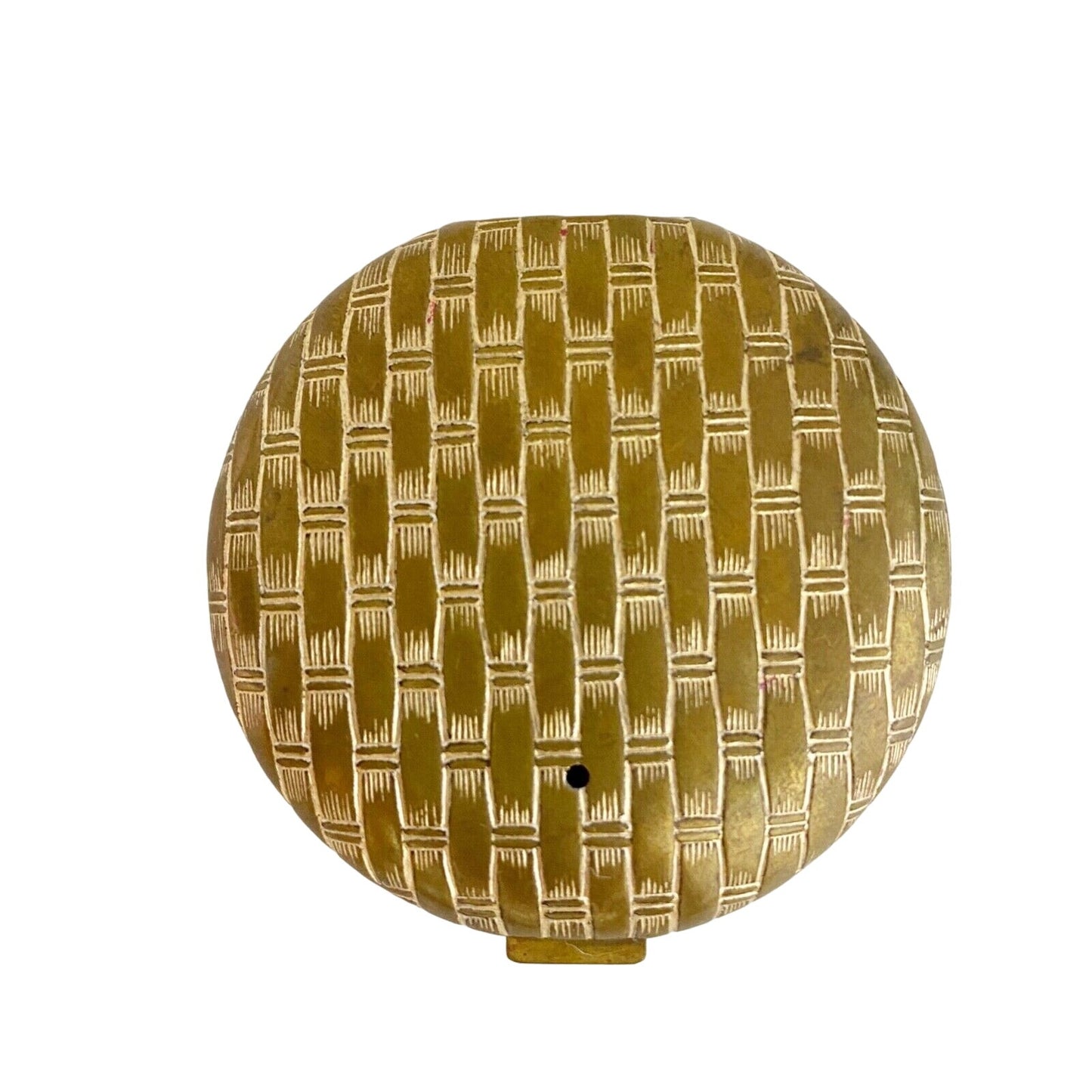 vintage goldtone metal AVON basketweave Makeup powder round Compact with mirror