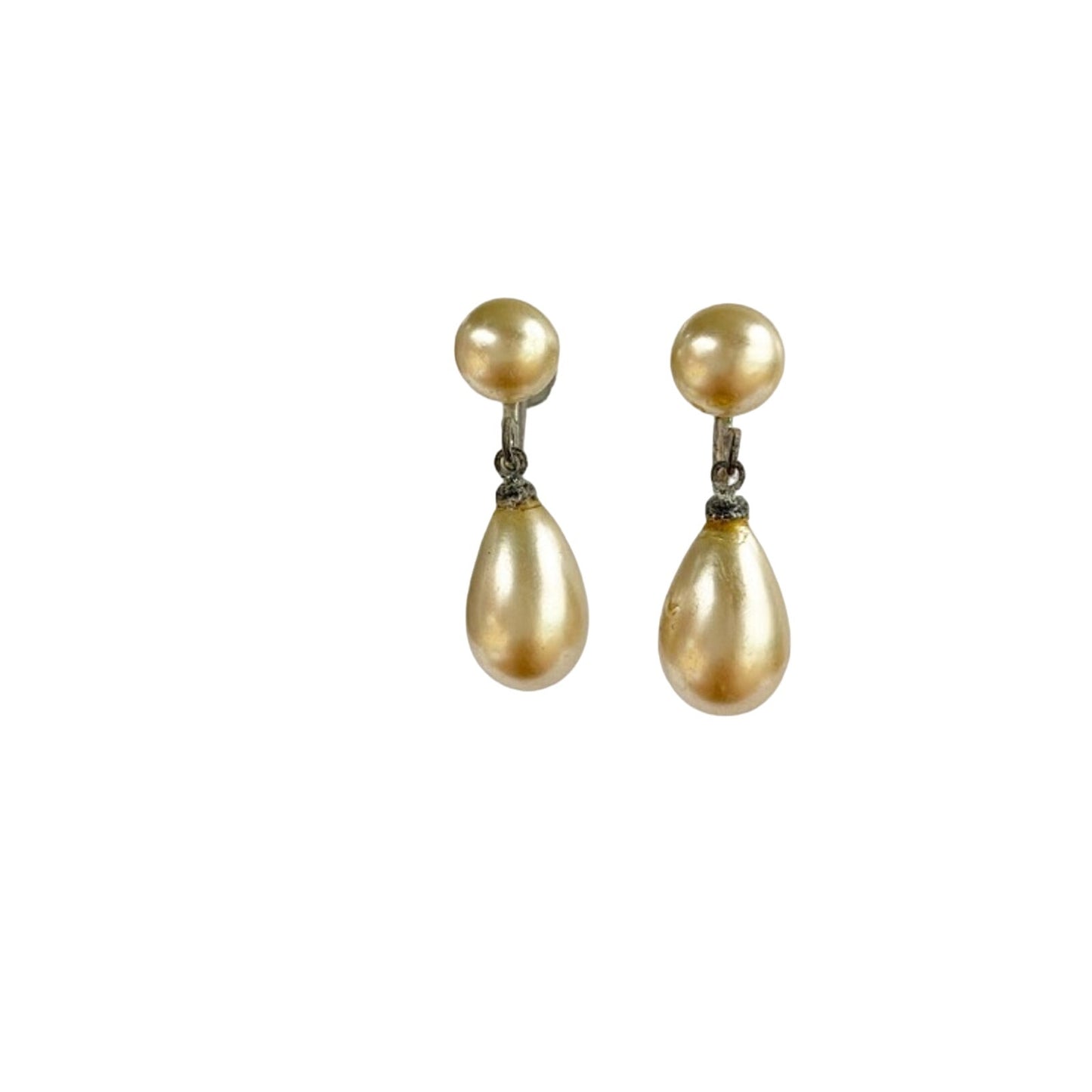 vintage faux pearl drop screw back clip-on EARRINGS costume jewelry