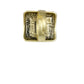 vintage square FLOWER encased in resin RING pitted gold tone metal adjustable