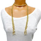 vintage faux pearl & golden beads 43"  tassel NECKLACE costume jewelry