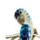 vintage blue & white parrot BROOCH rhinestones bird jewelry pin