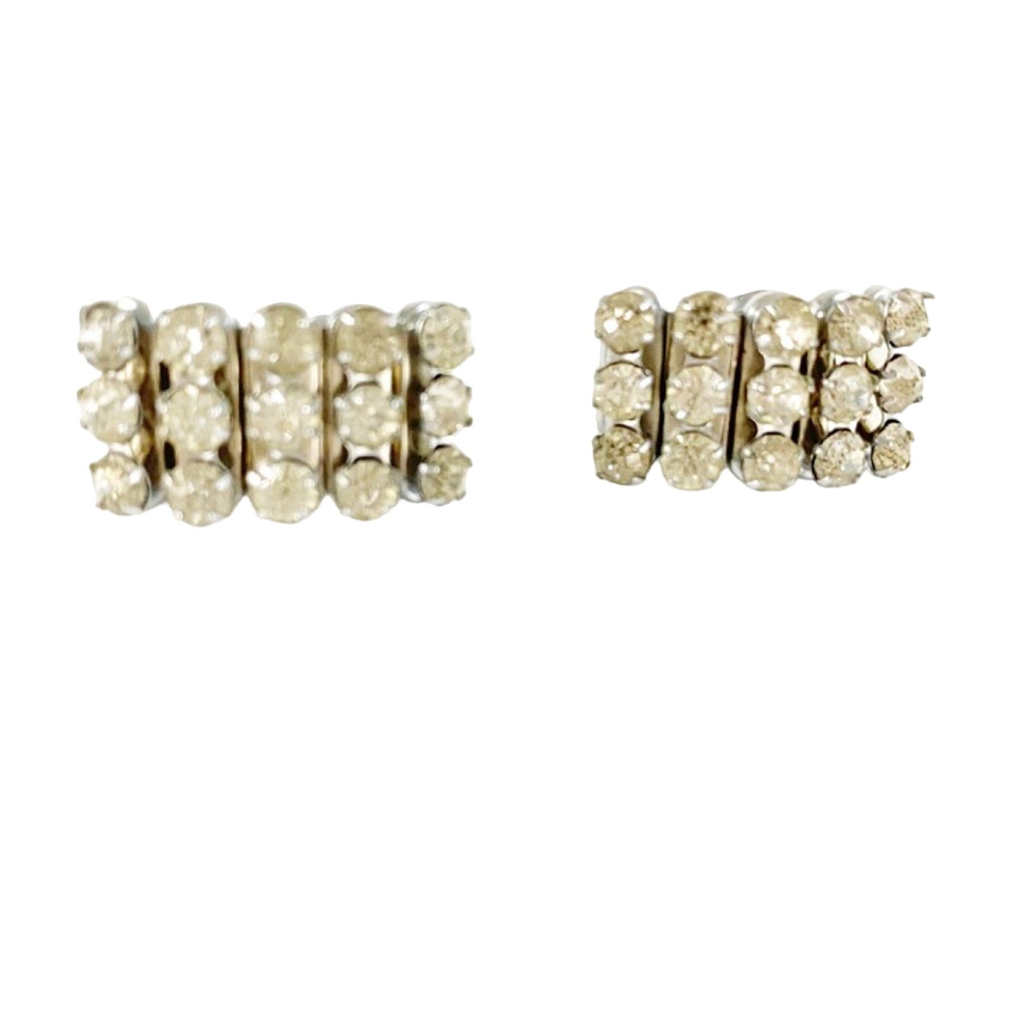 vintage rhinestone clip-on EARRINGS costume jewelry made in Japan