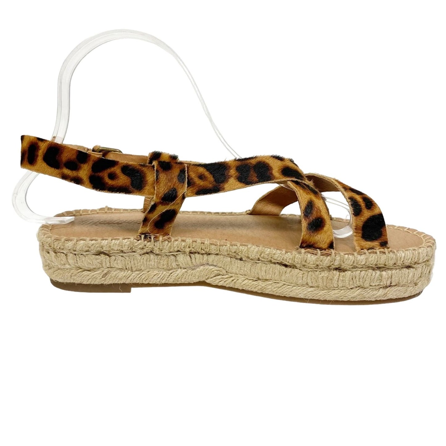 MADEWELL leopard Asymmetrical Espadrille calf hair Sandals shoes 8.5 M new $138