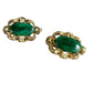 vintage ornate gold Malachite & faux pearl clip-on EARRINGS costume jewelry