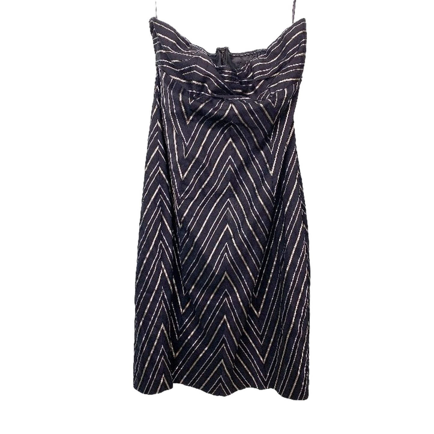 womens EXPRESS black w/ gold & silver metallic stripes DRESS size 8