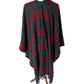 Tie Rack green red blue plaid fringe RUANA open front poncho OS made in Italy