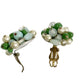 vintage blue green white bead clip-on EARRINGS costume jewelry Made in Japan