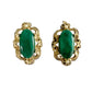 vintage ornate gold Malachite & faux pearl clip-on EARRINGS costume jewelry