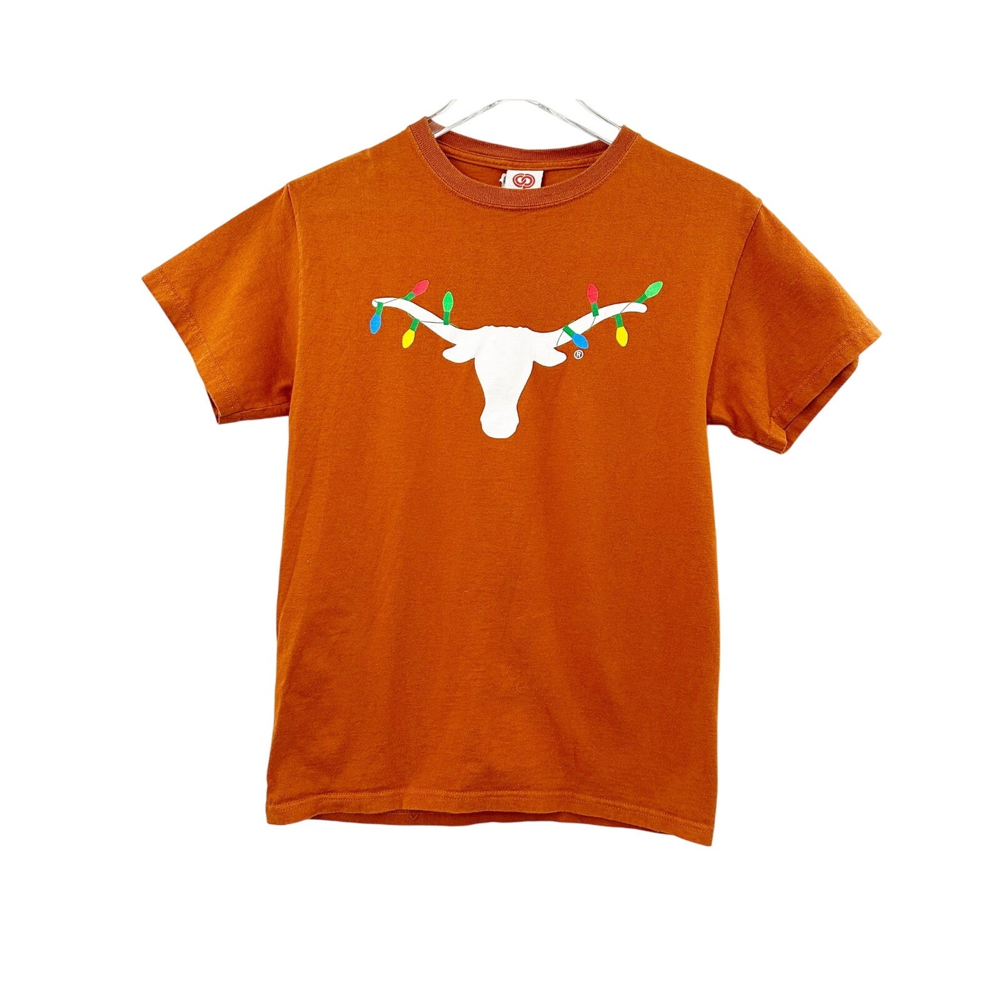 Texas Longhorns orange T-SHIRT logo with Christmas lights adult SMALL