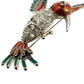 vintage red green orange Hummingbird BROOCH flying bird rhinestones jewelry pin