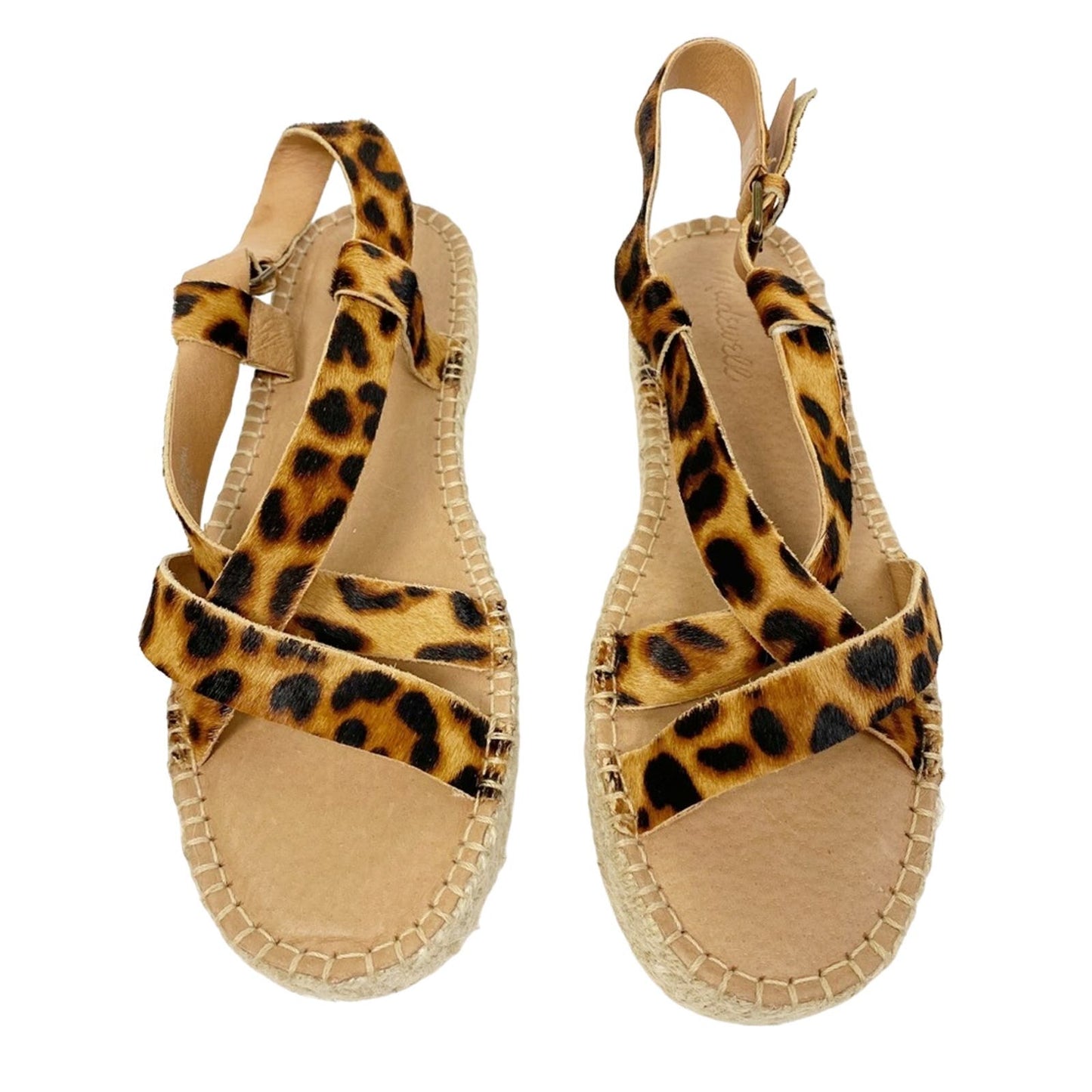 MADEWELL leopard Asymmetrical Espadrille calf hair Sandals shoes 8.5 M new $138